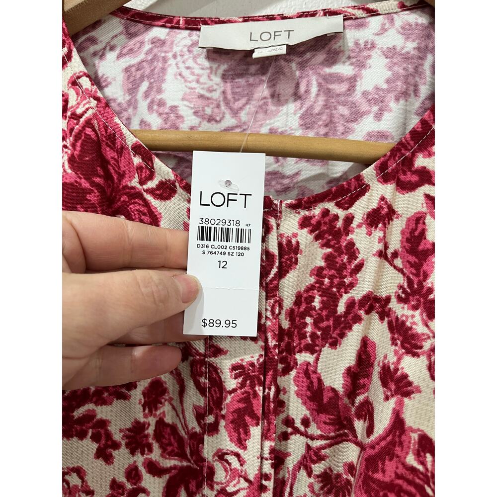 LOFT Night Bloom Belted Mini Dress NWT Size 12 Floral Pocket Dress - Picture 6 of 14